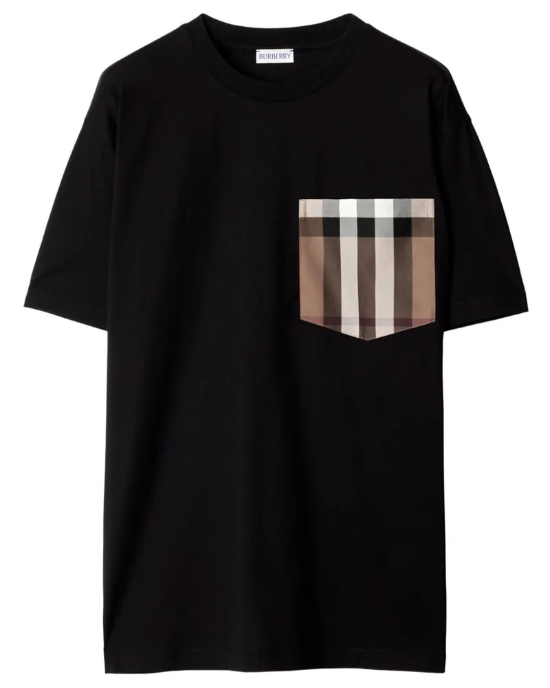 Burberry T-Shirt mit karierter Tasche - Schwarz Schwarz