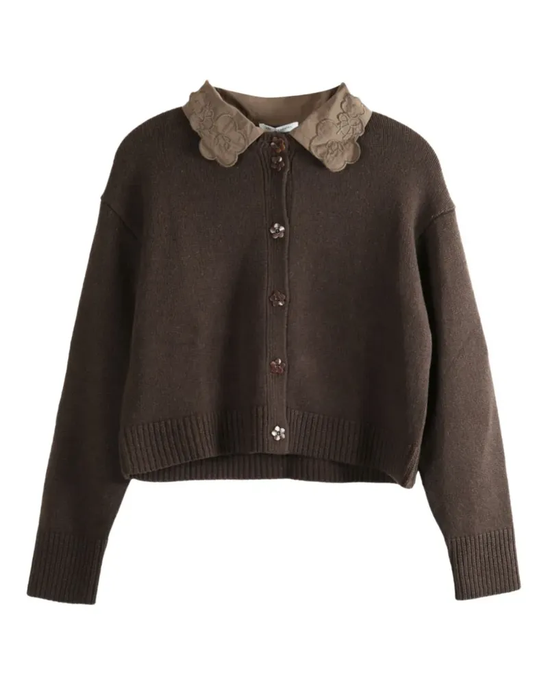 Cecilie Bahnsen Bibi embroidered-collar cardigan - Braun Braun