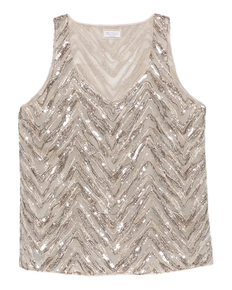 Brunello Cucinelli sequin chevron top - Nude Nude