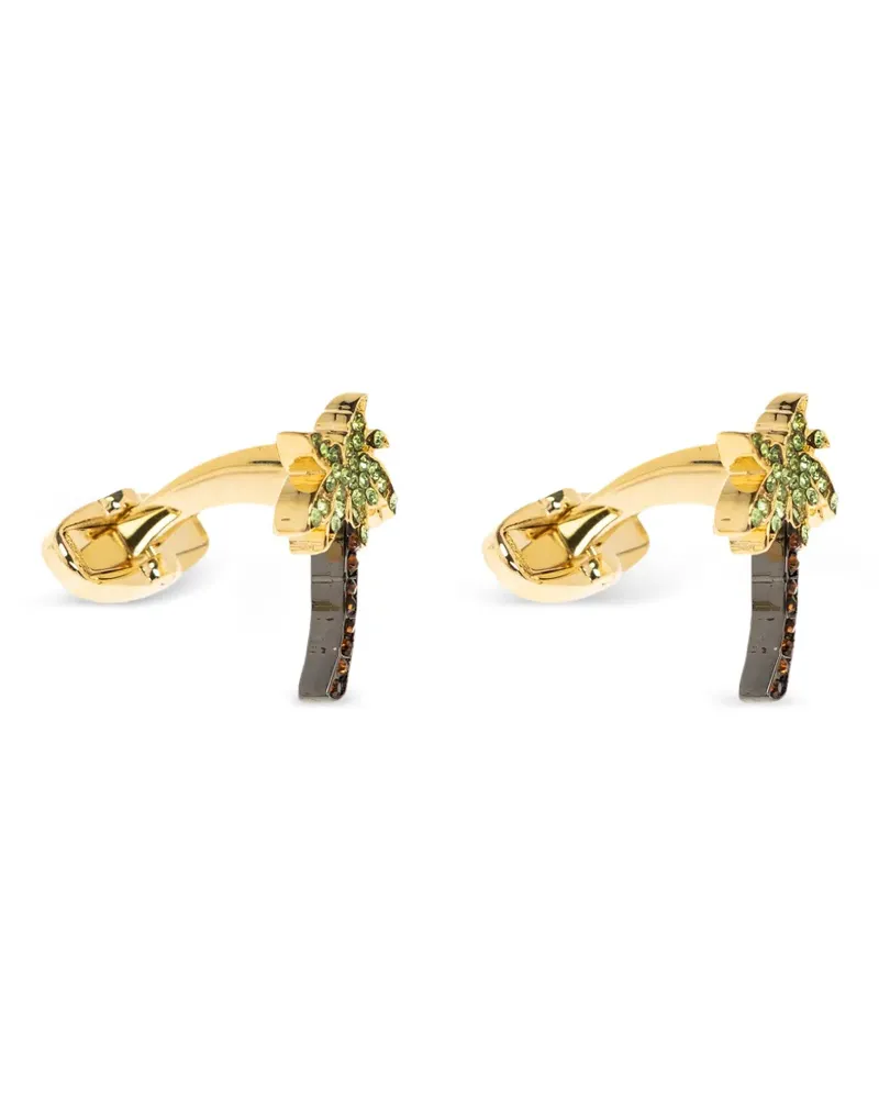 Paul Smith palm-tree crystal-embellished cufflinks - Gold Gold