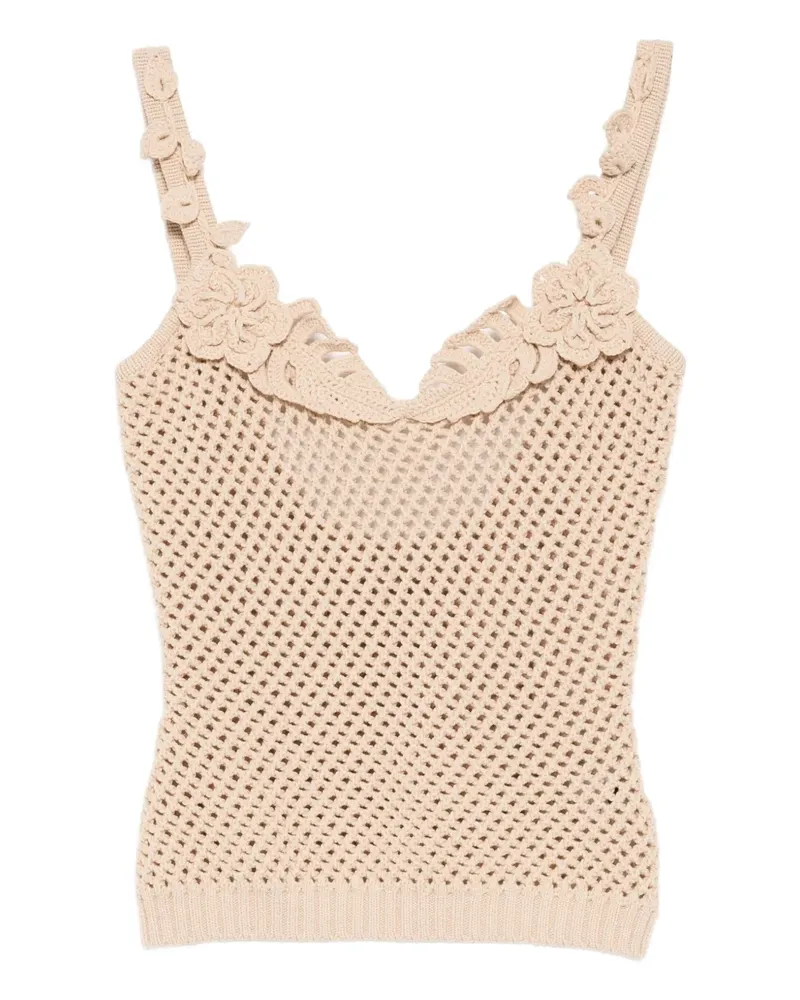 Elie Saab Top mit Mesh-Verzierung - Nude Nude