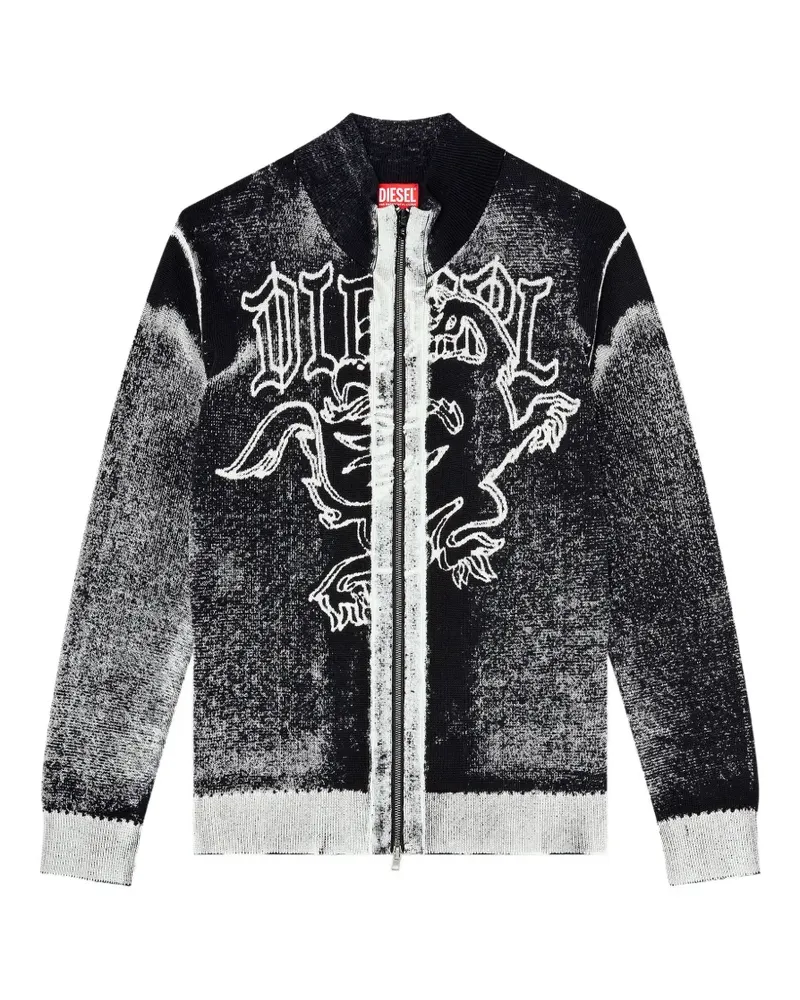 Diesel graphic-print zip-up cardigan - Schwarz Schwarz