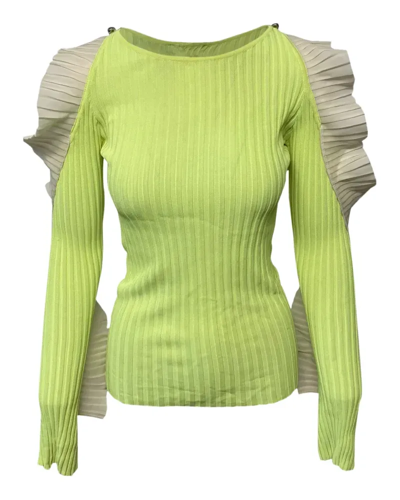 David Koma ruffled knitted top - Grün Grün