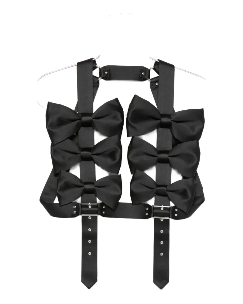 Noir Kei Ninomiya bow-embellishment buckle-fastening top - Schwarz Schwarz
