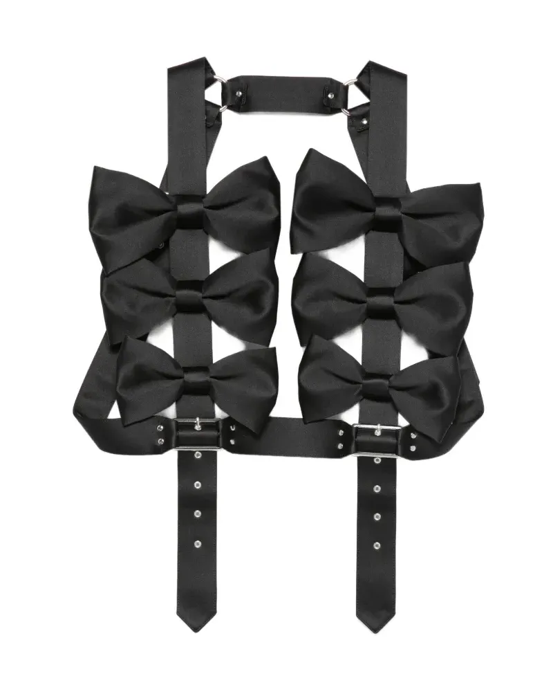 Noir Kei Ninomiya bow-embellishment buckle-fastening top - Schwarz Schwarz