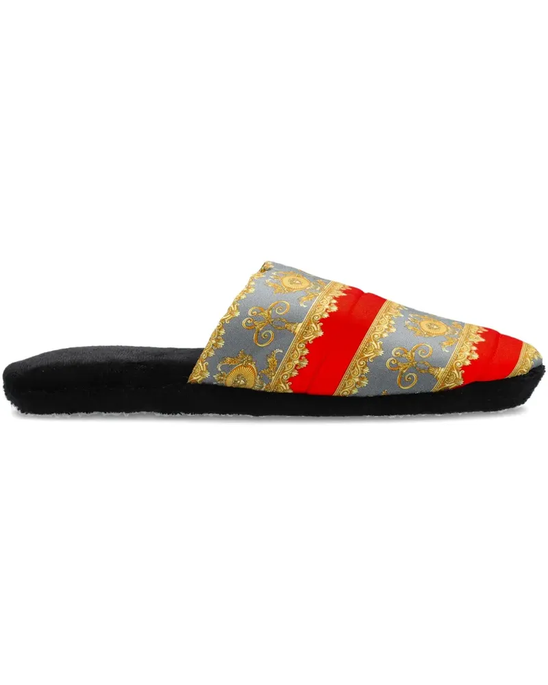 Versace Gestreifte Barocco Slipper - Blau Blau