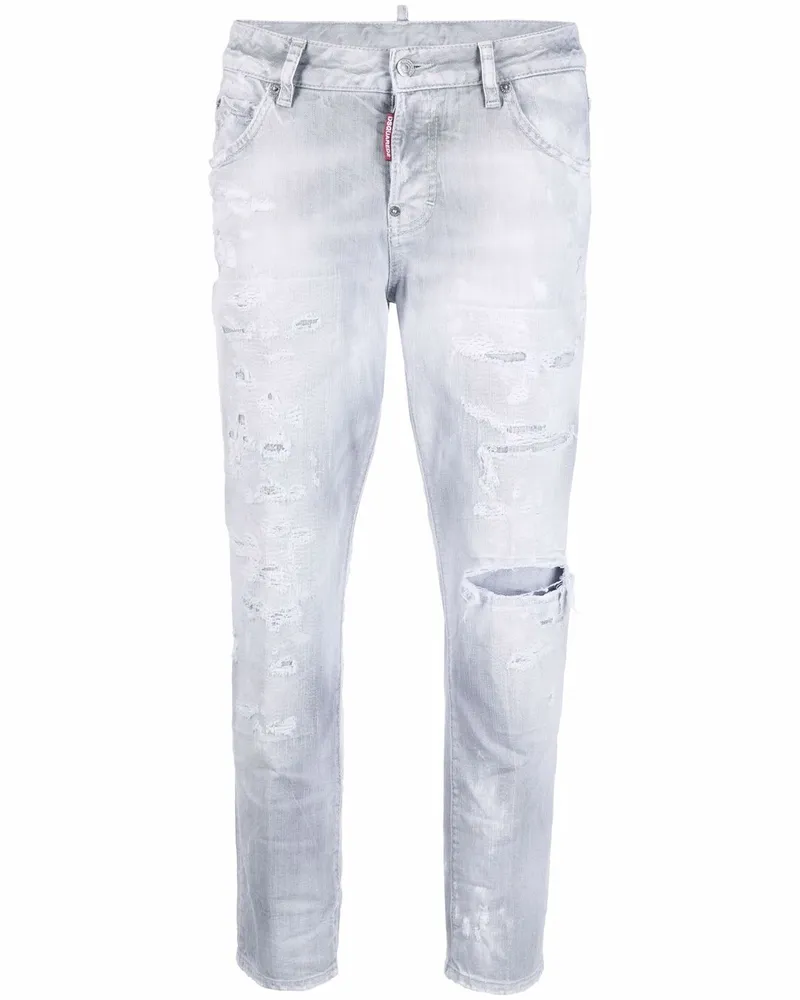 Dsquared2 Taillenhohe Cropped-Jeans - Grau Grau