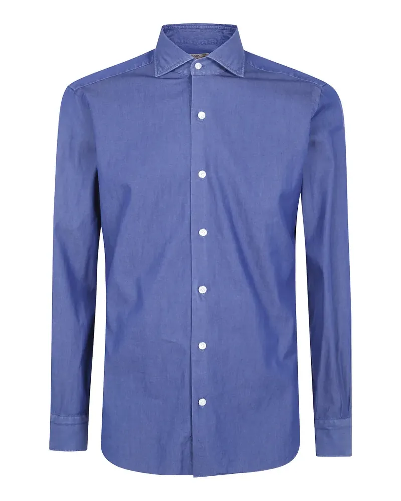 BARBA spread-collar button-up shirt - Blau Blau