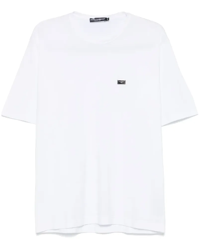 Dolce & Gabbana T-Shirt mit Logo-Schild - Weiß Weiß