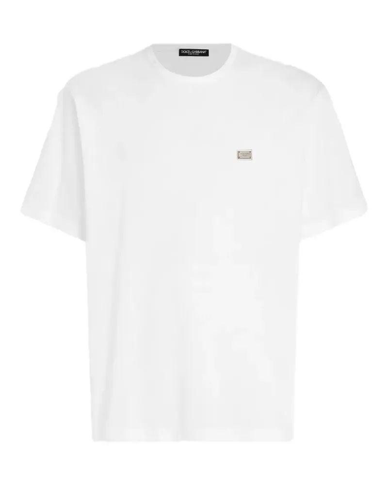 Dolce & Gabbana T-Shirt mit Logo-Schild - Weiß Weiß
