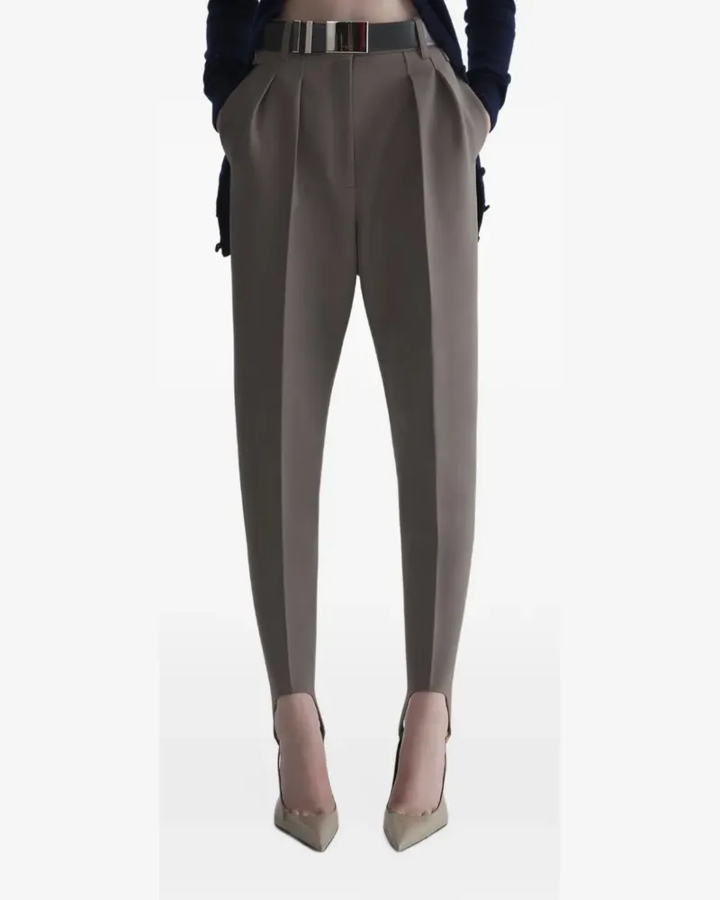 Thierry Mugler Bundfaltenhose mit Schnallenbund - Grau Grau