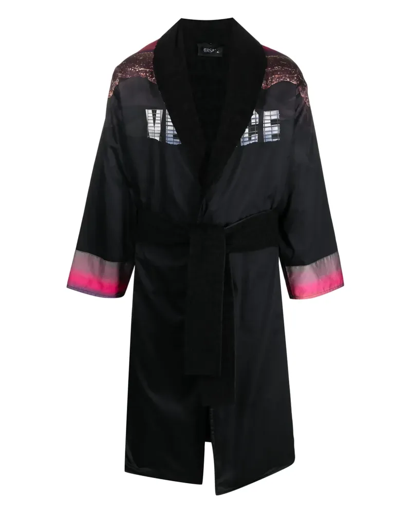 Versace Bademantel mit Landschafts-Print - Schwarz Schwarz