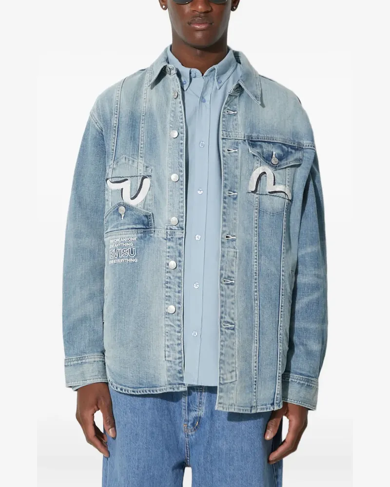Evisu patchwork denim jacket - Blau Blau
