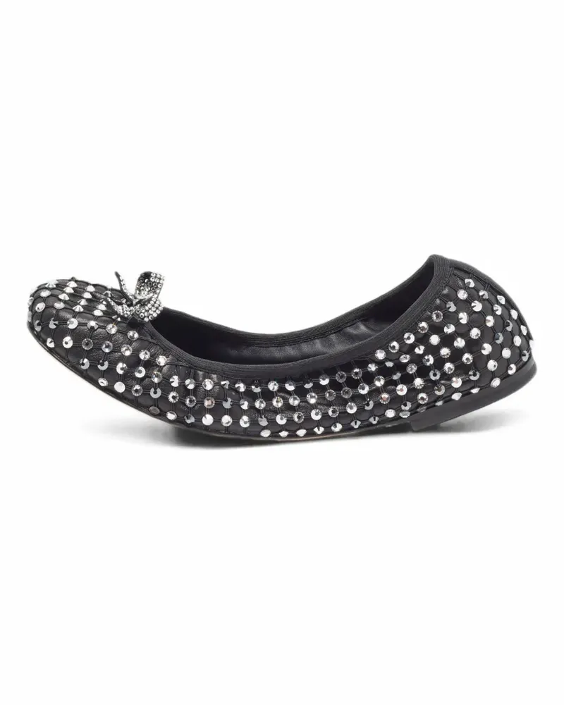 René Caovilla Galaxia scrunch ballet flats - Schwarz Schwarz