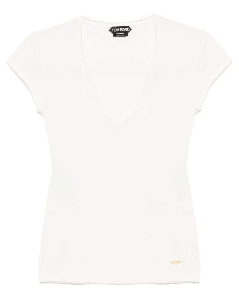 Tom Ford T-Shirt mit V-Ausschnitt - Weiß Weiß