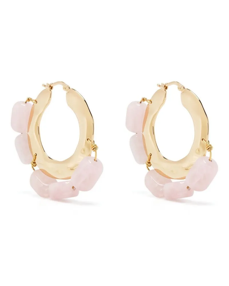 Jil Sander Creolen mit Kristallen - Rosa Rosa