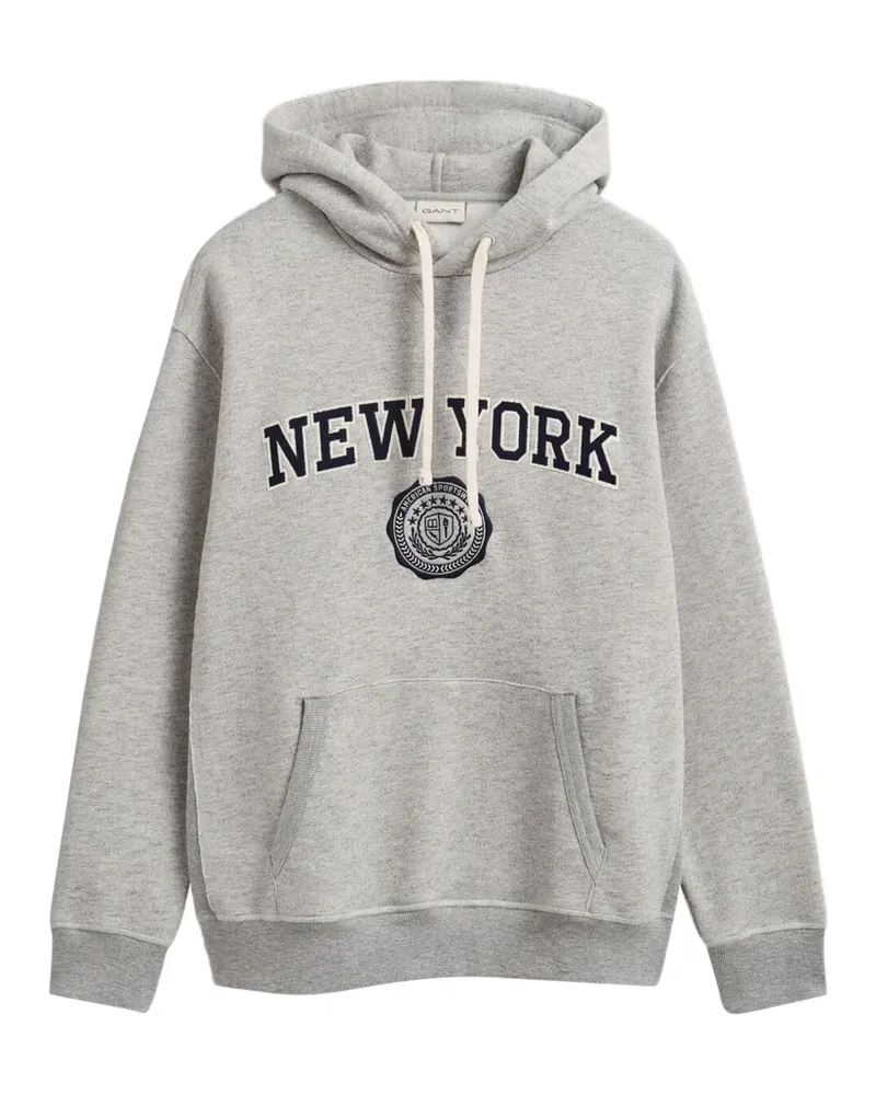 Gant Hoodie mit Logo-Patch - Grau Grau