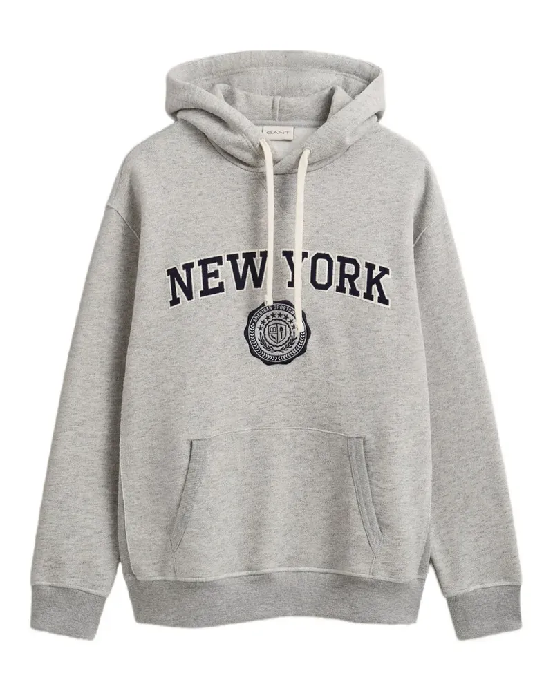 Gant Hoodie mit Logo-Patch - Grau Grau