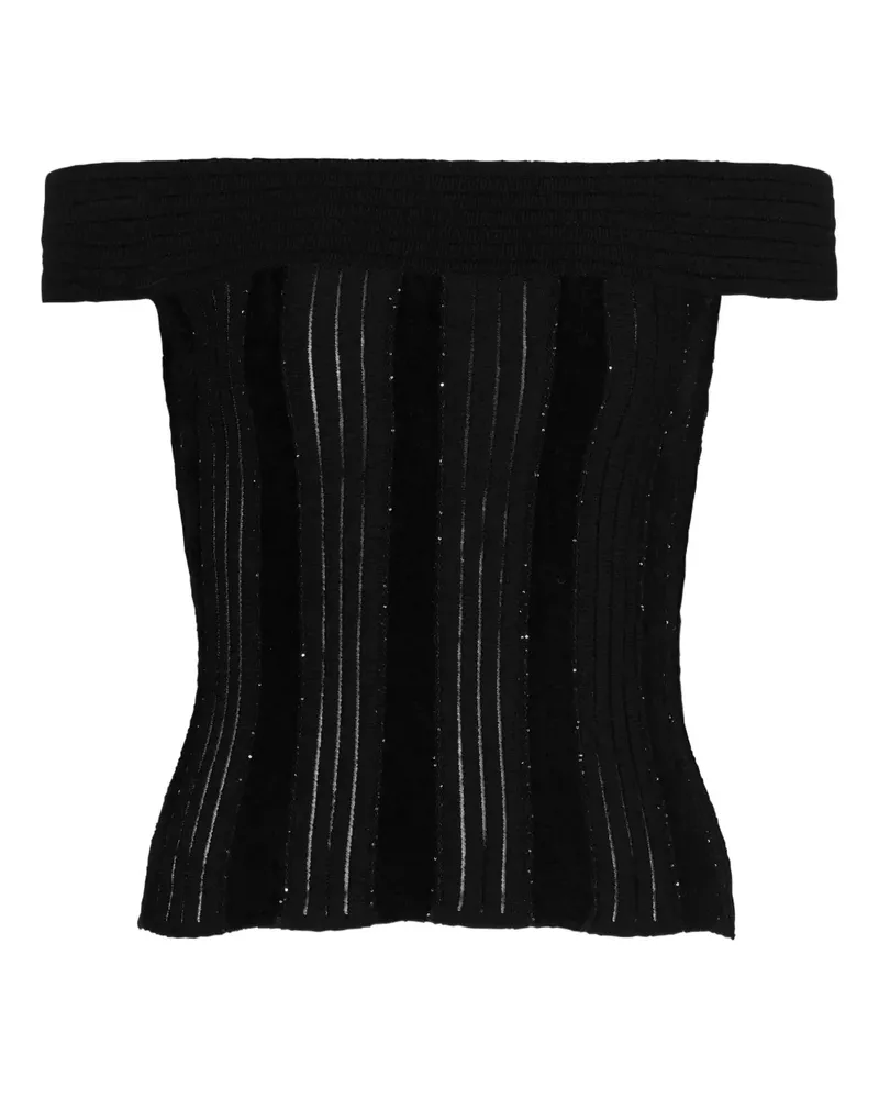 Balmain Schulterfreies Oberteil im Glitter-Look - Schwarz Schwarz