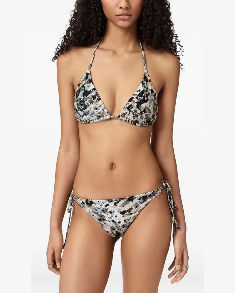 AllSaints abstract-print tie-fastening bikini - Nude Nude