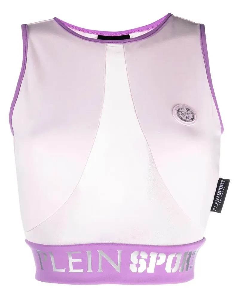 Philipp Plein Cropped-Top mit Logo-Bund - Violett Violett