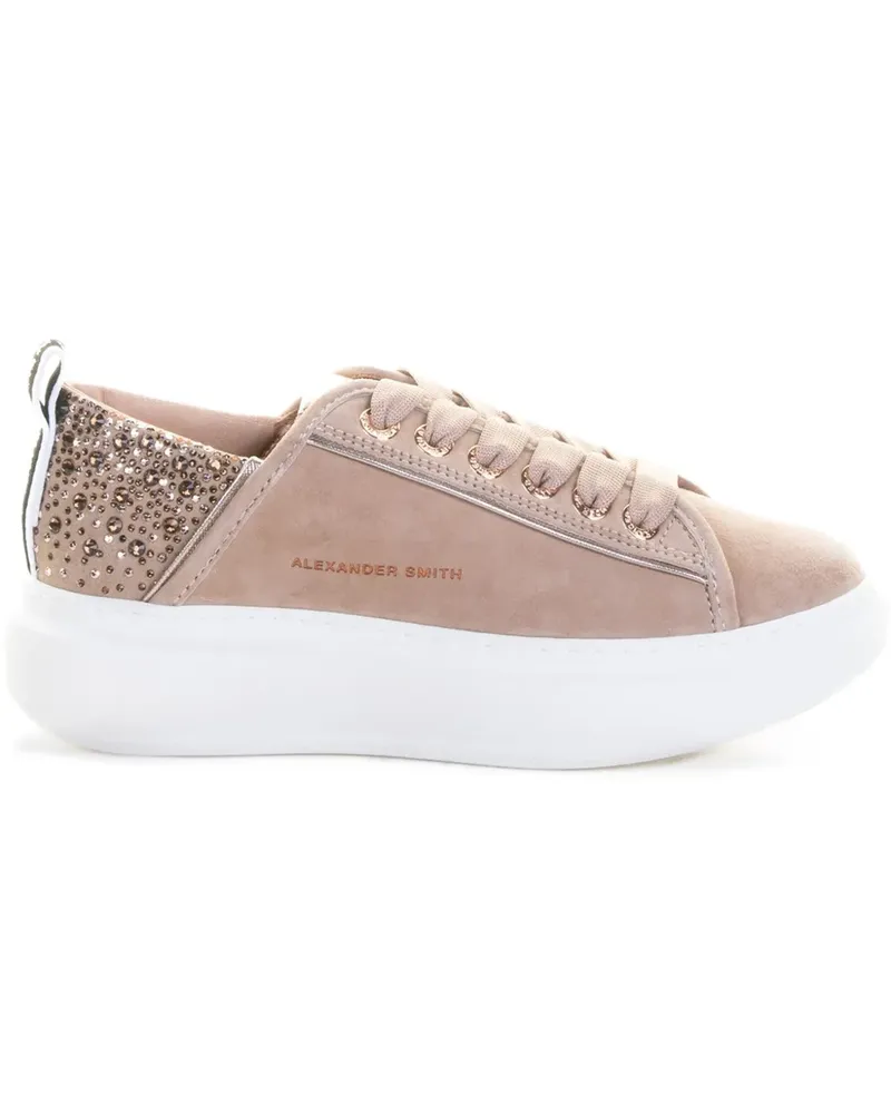 Alexander Smith Wembley Plateau-Sneakers mit Strass 40mm - Nude Nude