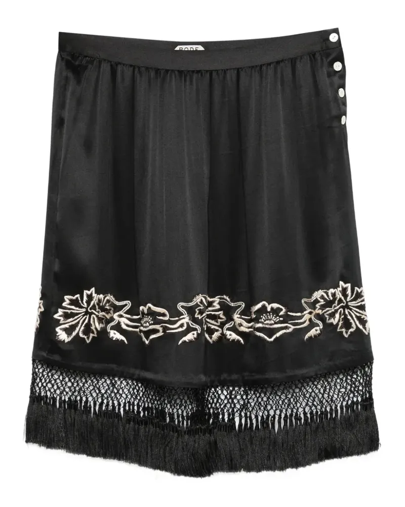 BODE Phantasm fringed-trim embroidered mini skirt - Schwarz Schwarz