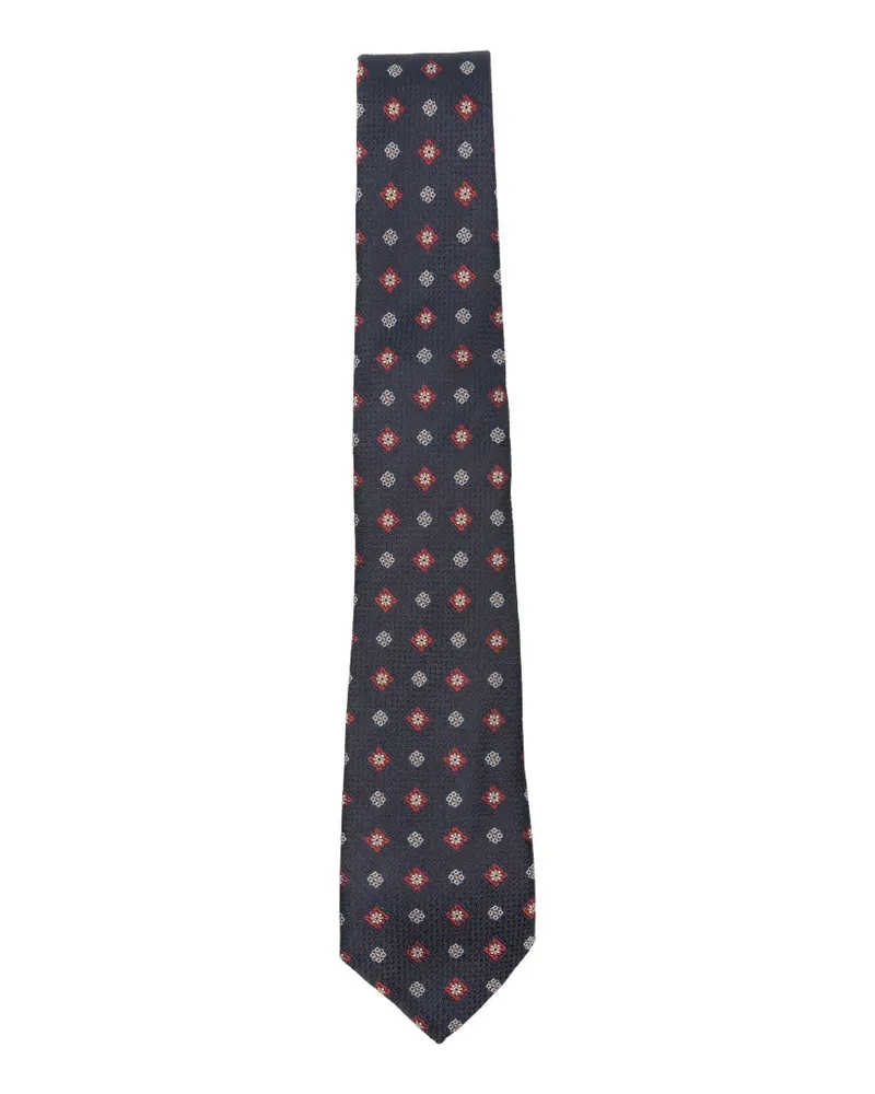 Canali geometric-pattern pointed-tip tie - Blau Blau