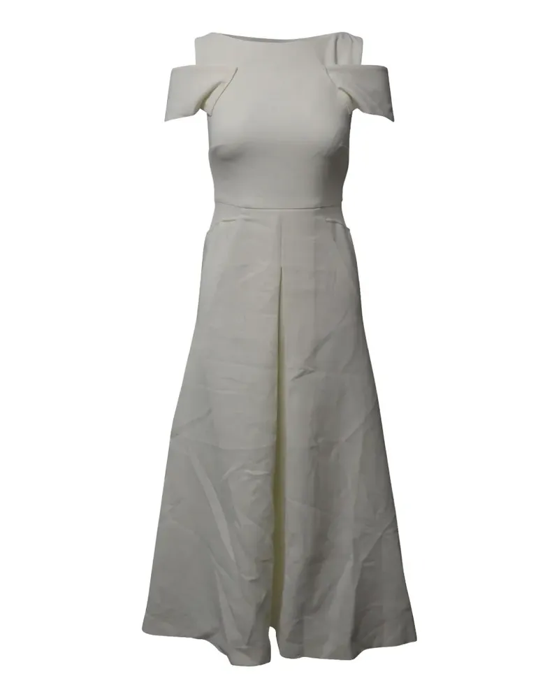 Roland Mouret cold-shoulder square-neck midi dress - Nude Nude