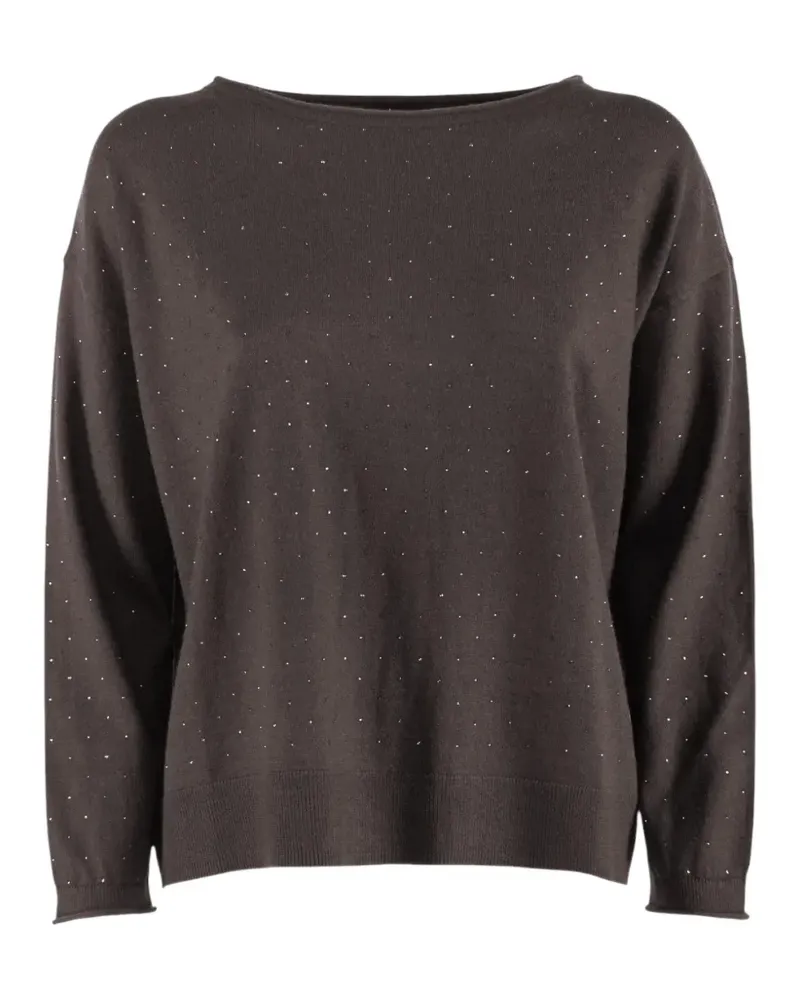 NENETTE Musazzi Pullover mit U-Boot-Ausschnitt und Strass - Braun Braun