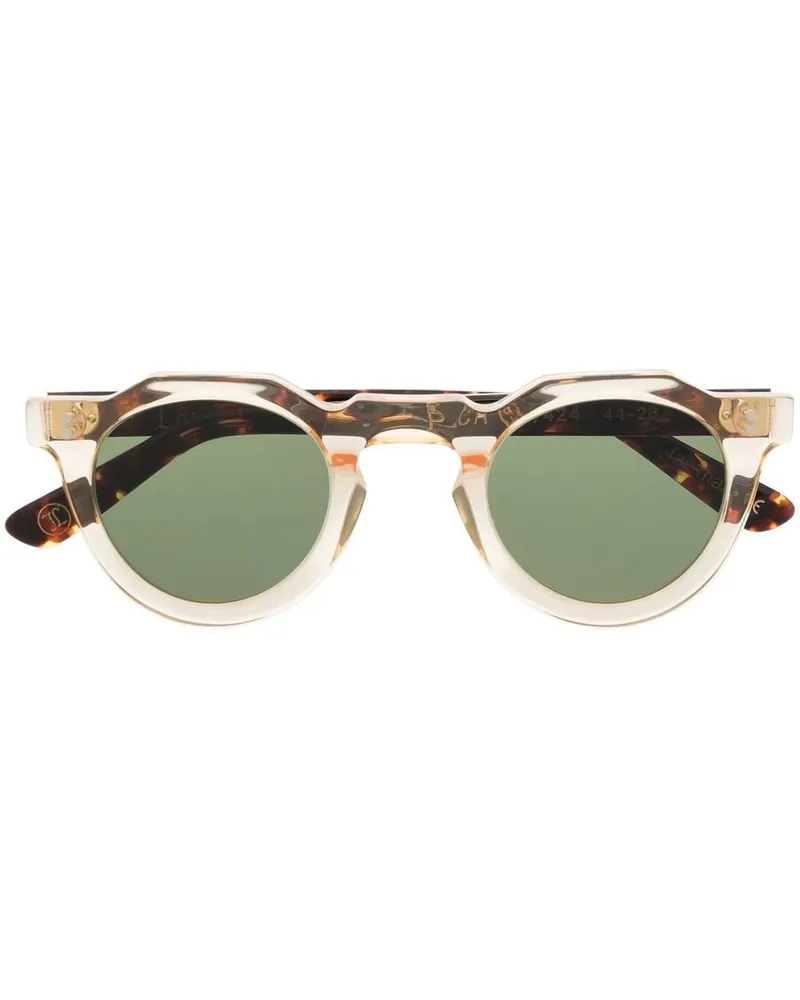 Lesca Sonnenbrille mit rundem Gestell - Braun Braun
