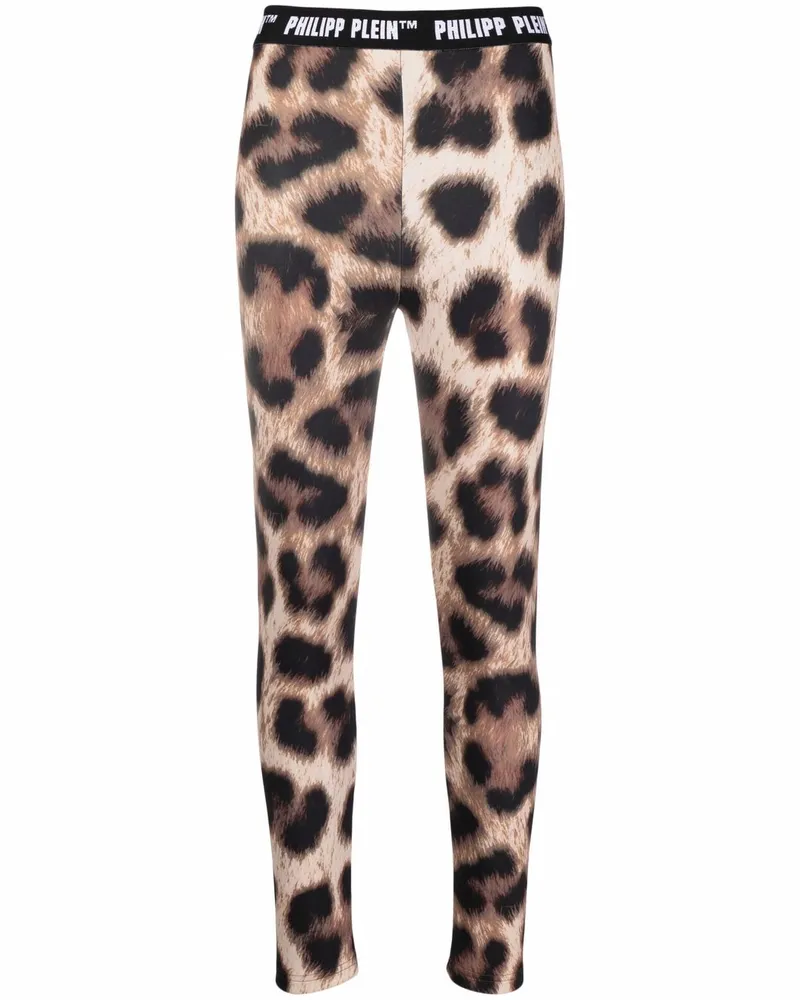 Philipp Plein Biker-Leggings mit Leoparden-Print - Schwarz Schwarz