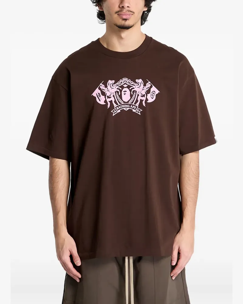 BAPE T-Shirt mit Wappen-Print - Braun Braun