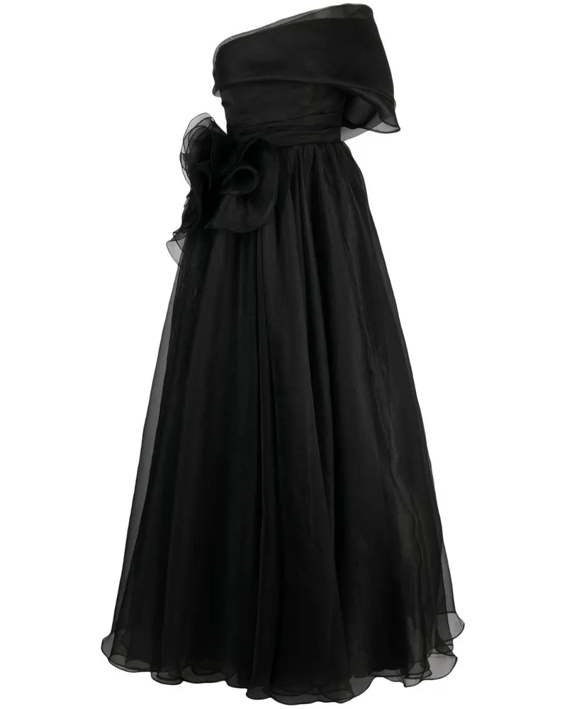 Ana Radu Drapierte One-Shoulder-Robe - Schwarz Schwarz