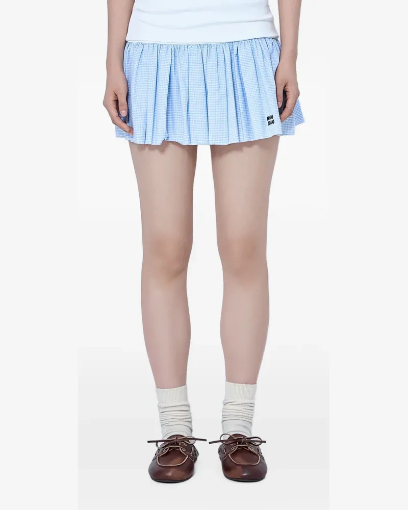 Miu Miu pleated gingham-pattern mini skirt - Blau Blau