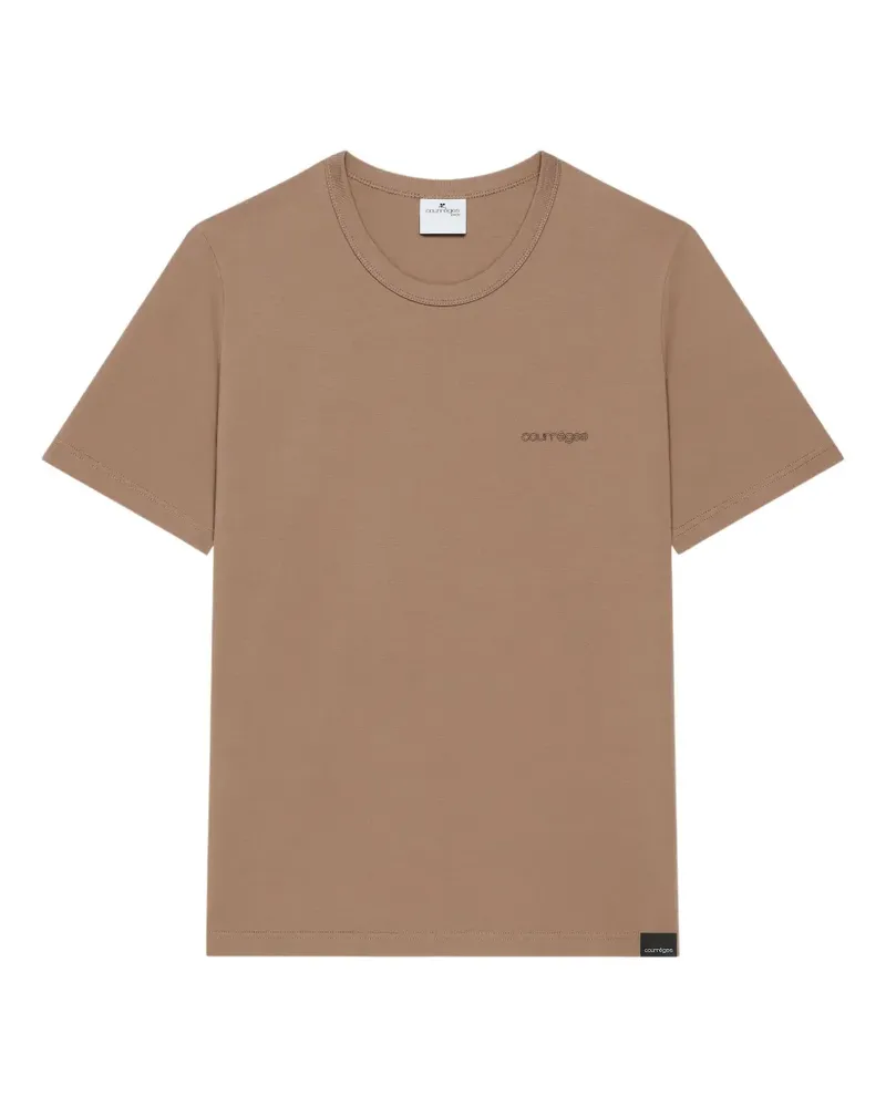 Courrèges T-Shirt mit Logo-Stickerei - Braun Braun