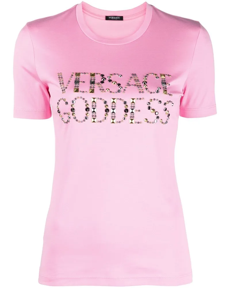Versace Gestricktes T-Shirt mit Slogan - Rosa Rosa