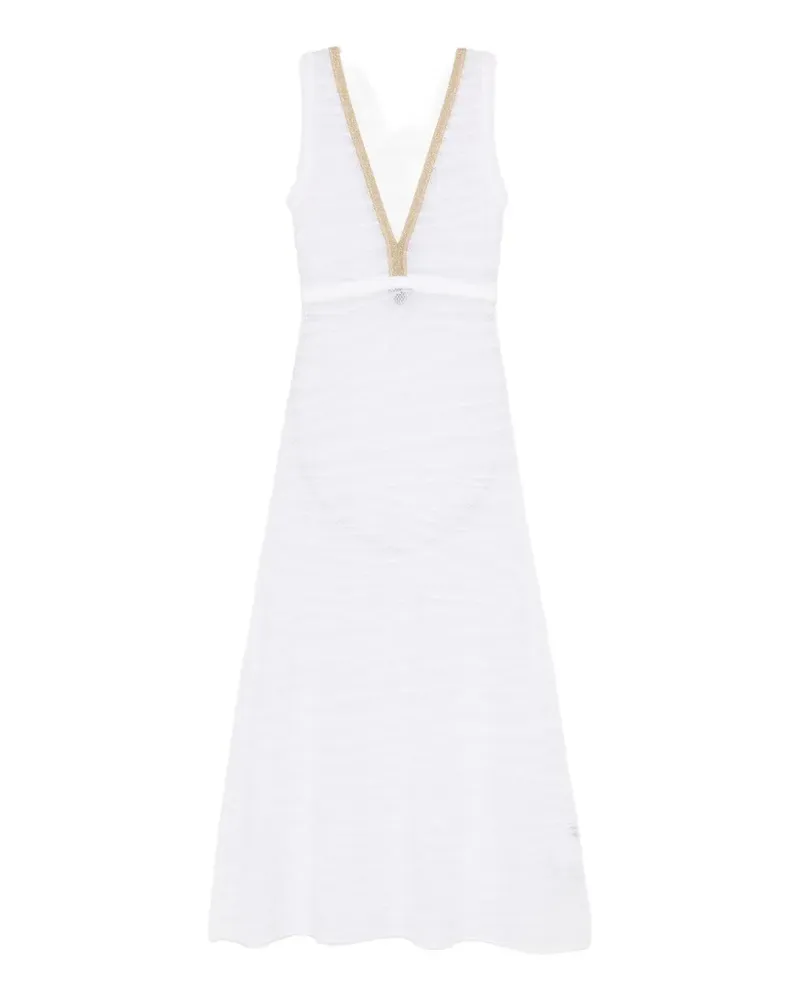 Just Cavalli Midikleid mit V-Ausschnitt - Weiß Weiß