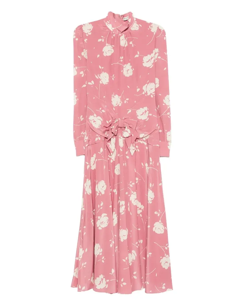 Alessandra Rich Midikleid mit Rosen-Print - Rosa Rosa