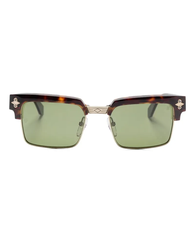 Etnia Barcelona Geometrische Sonnenbrille mit Gravur - Braun Braun