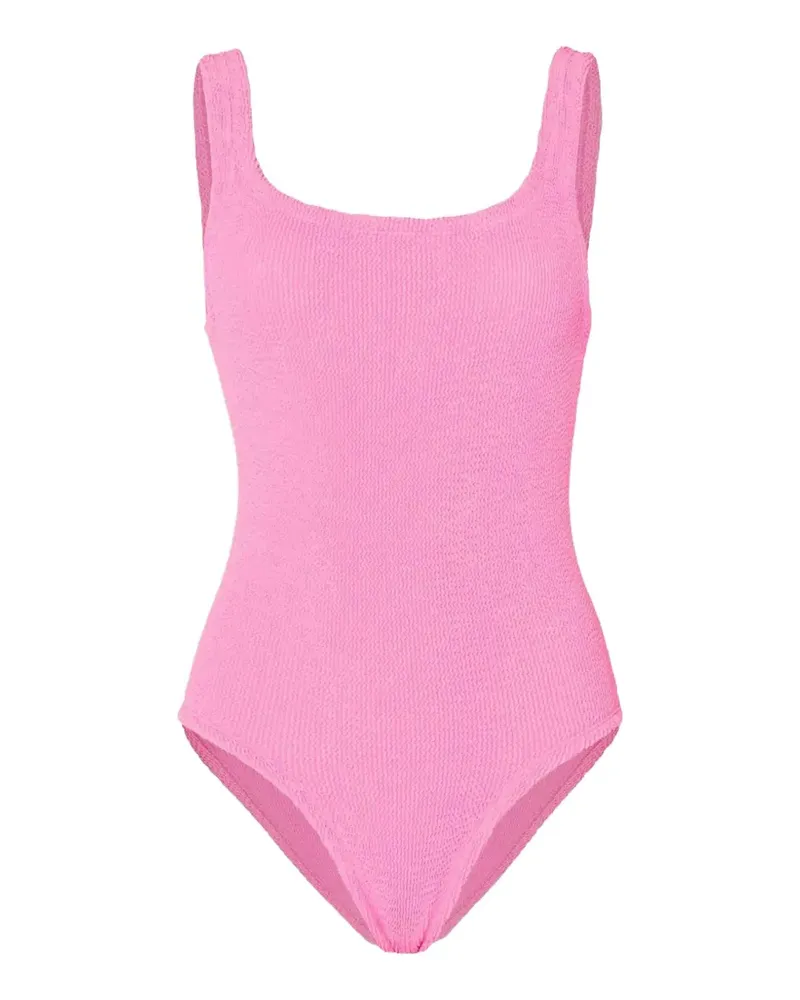 Hunza G crinkle-effect square-neck swimsuit - Rosa Rosa