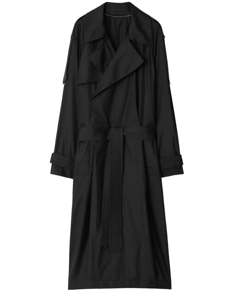 Burberry Doppelreihiger Seiden-Trenchcoat - Schwarz Schwarz