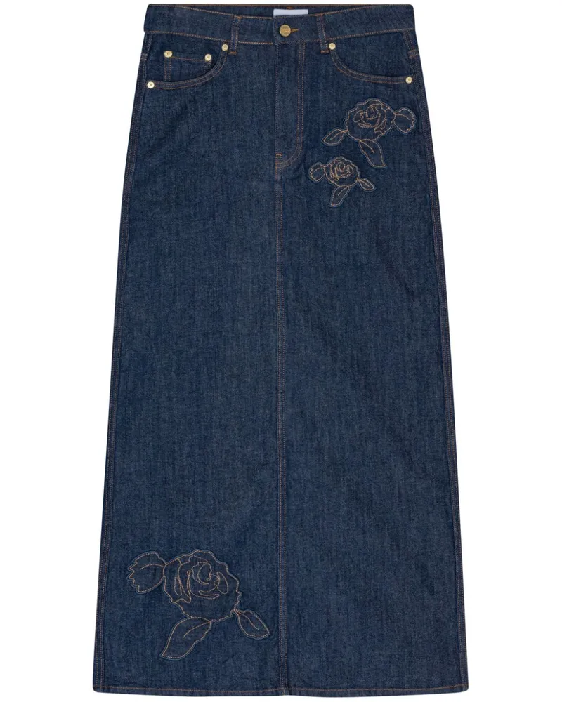 Ganni Rose Jeans-Maxirock - Blau Blau