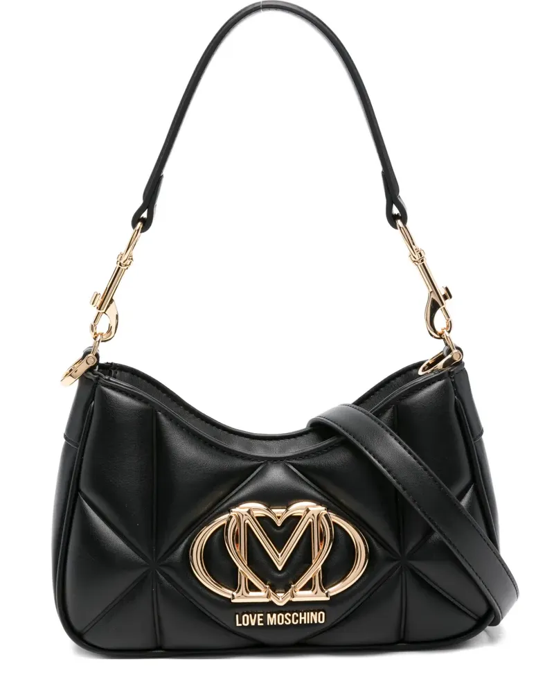 Moschino Handtasche mit Logo-Schild - Schwarz Schwarz