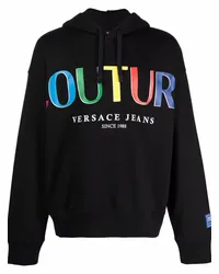 Versace Jeans Hoodie mit Logo-Print Schwarz