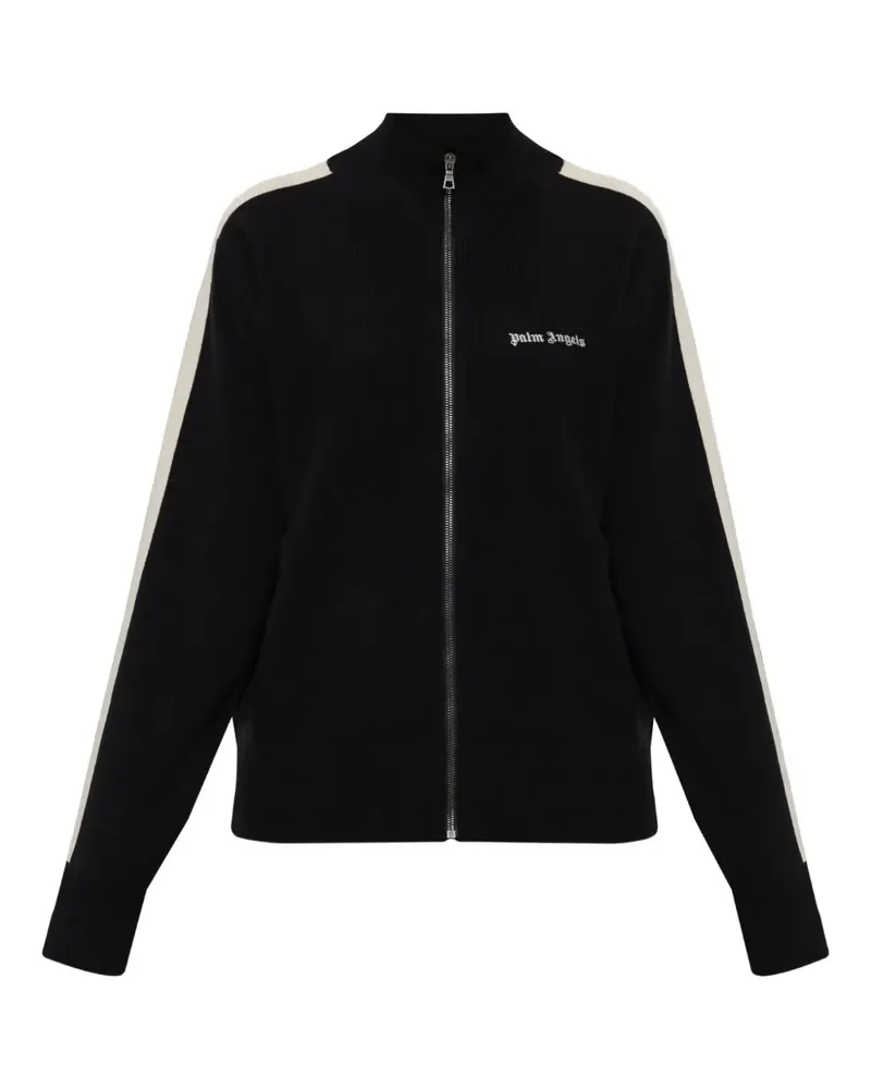 Palm Angels Reißverschluss-Sweatshirt mit gestreiften Ärmeln - Schwarz Schwarz