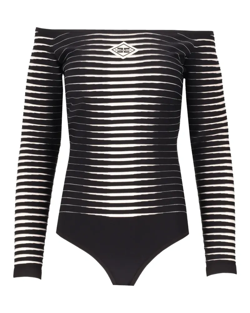 Elisabetta Franchi striped off-shoulder top - Schwarz Schwarz