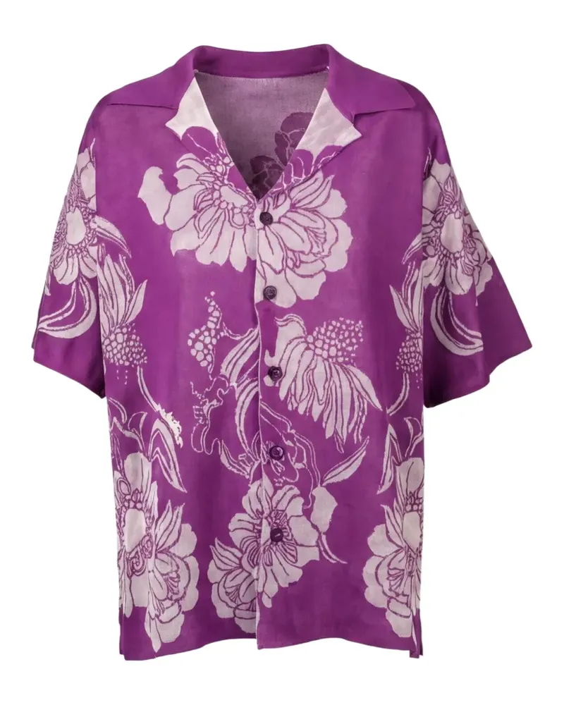 Valentino Garavani floral-print short-sleeve shirt - Violett Violett