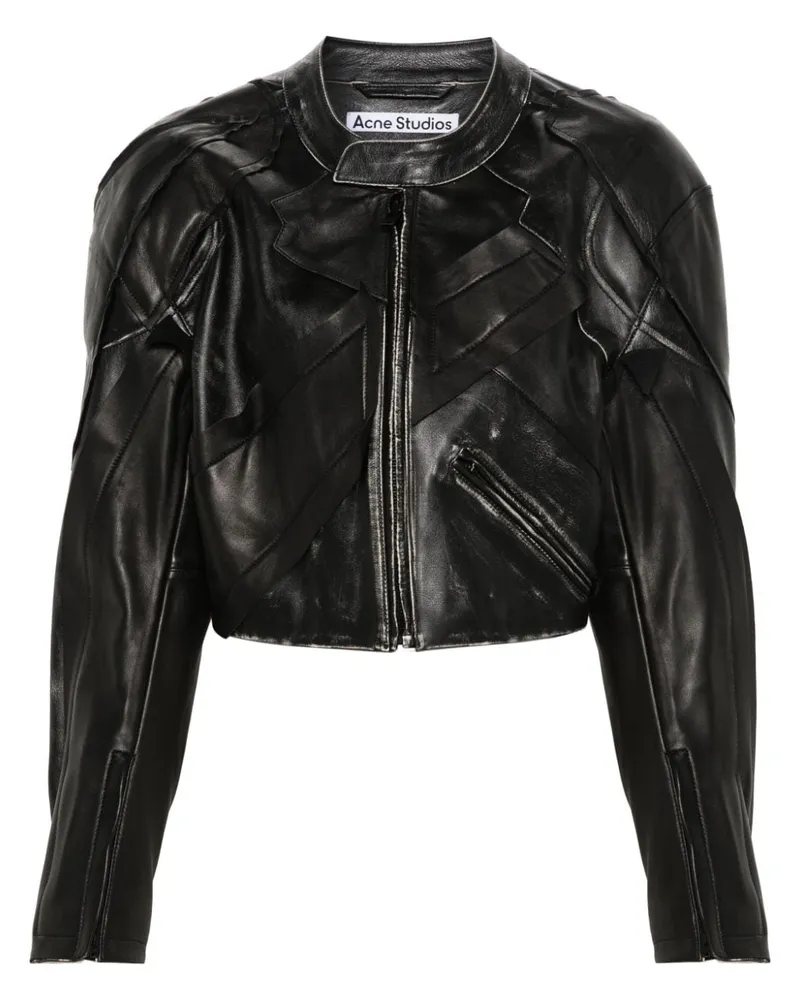 Acne Studios Lederjacke im Patchwork-Design - Schwarz Schwarz