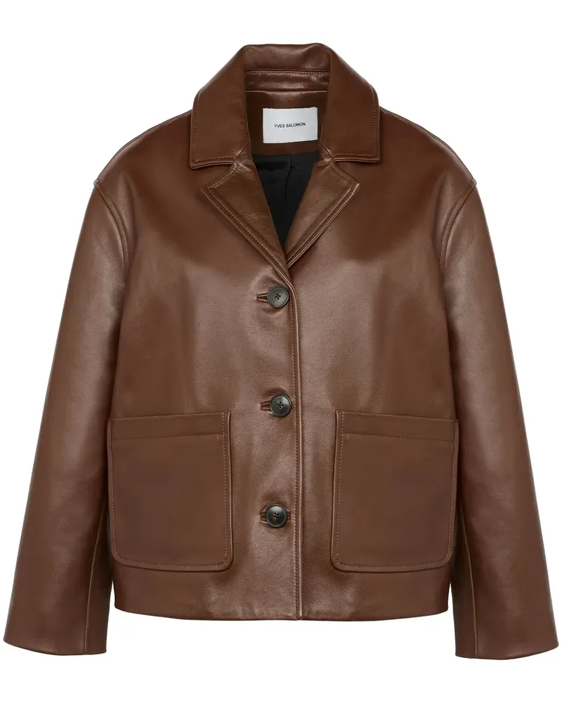 Yves Salomon Klassische Lederjacke - Braun Braun